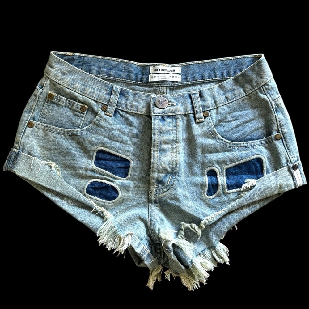 One Teaspoon St. Valentine Bandits Jean Shorts NWT